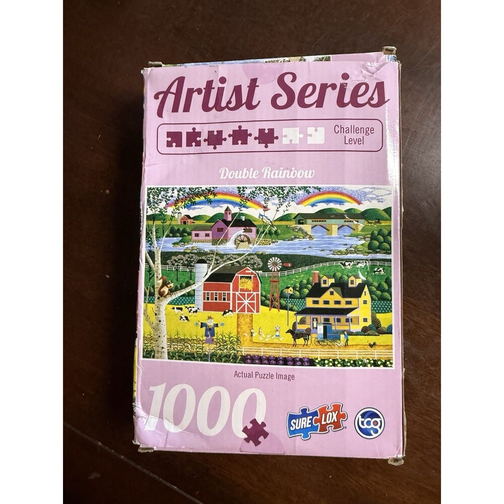 SURE LOX Artist Series- DOUBLE RAINBOW - 1000 Piece Puzzle New In Box-Box Worn